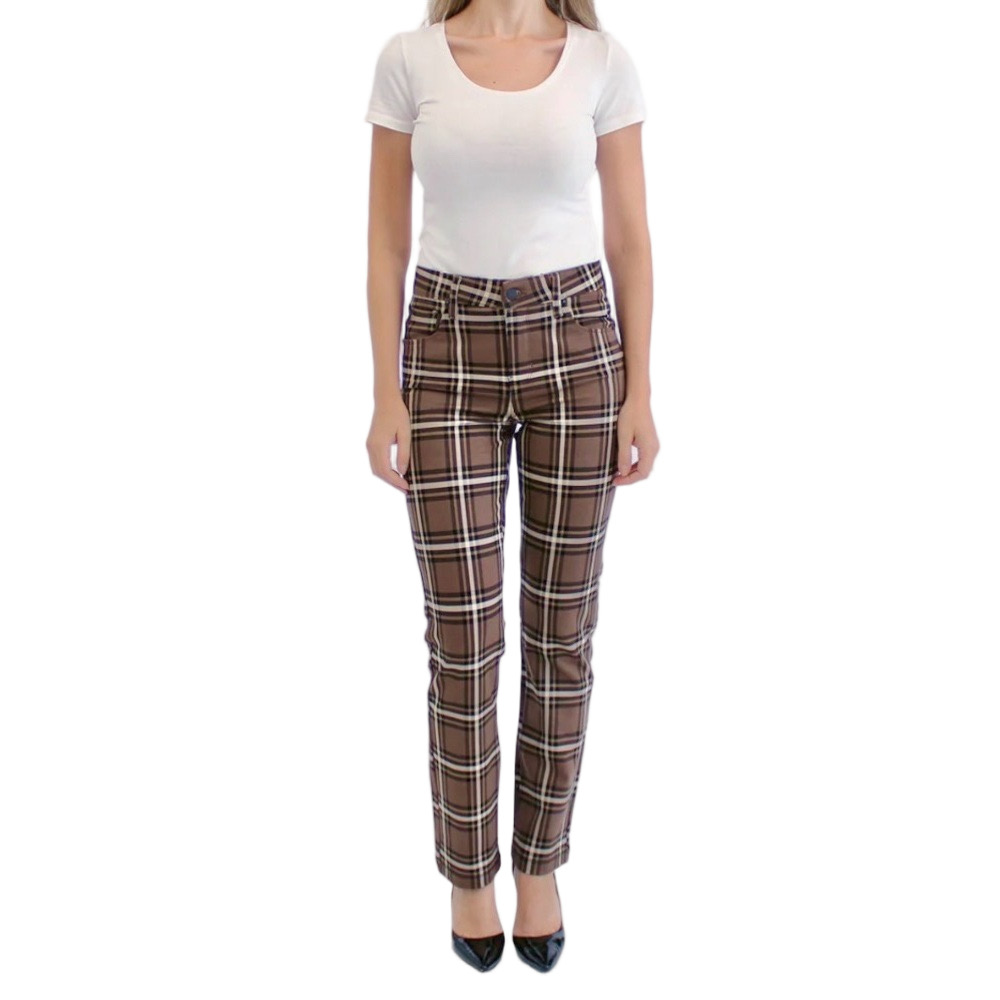 Simon Chang brown plaid pants